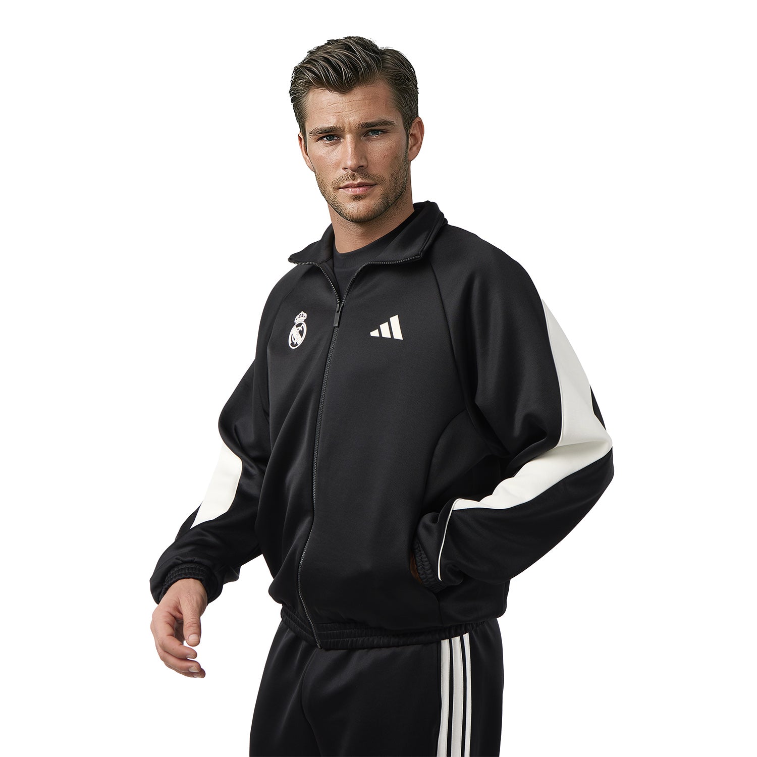Mens adidas Stadium Tracksuit Jacket Black – Official Real Madrid