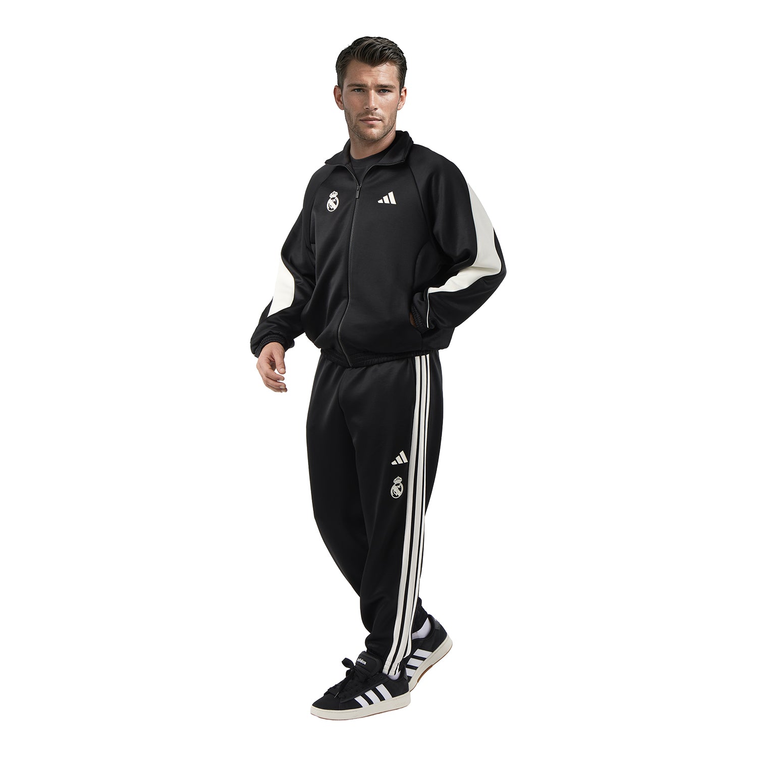 Mens adidas Stadium Tracksuit Jacket Black – Official Real Madrid