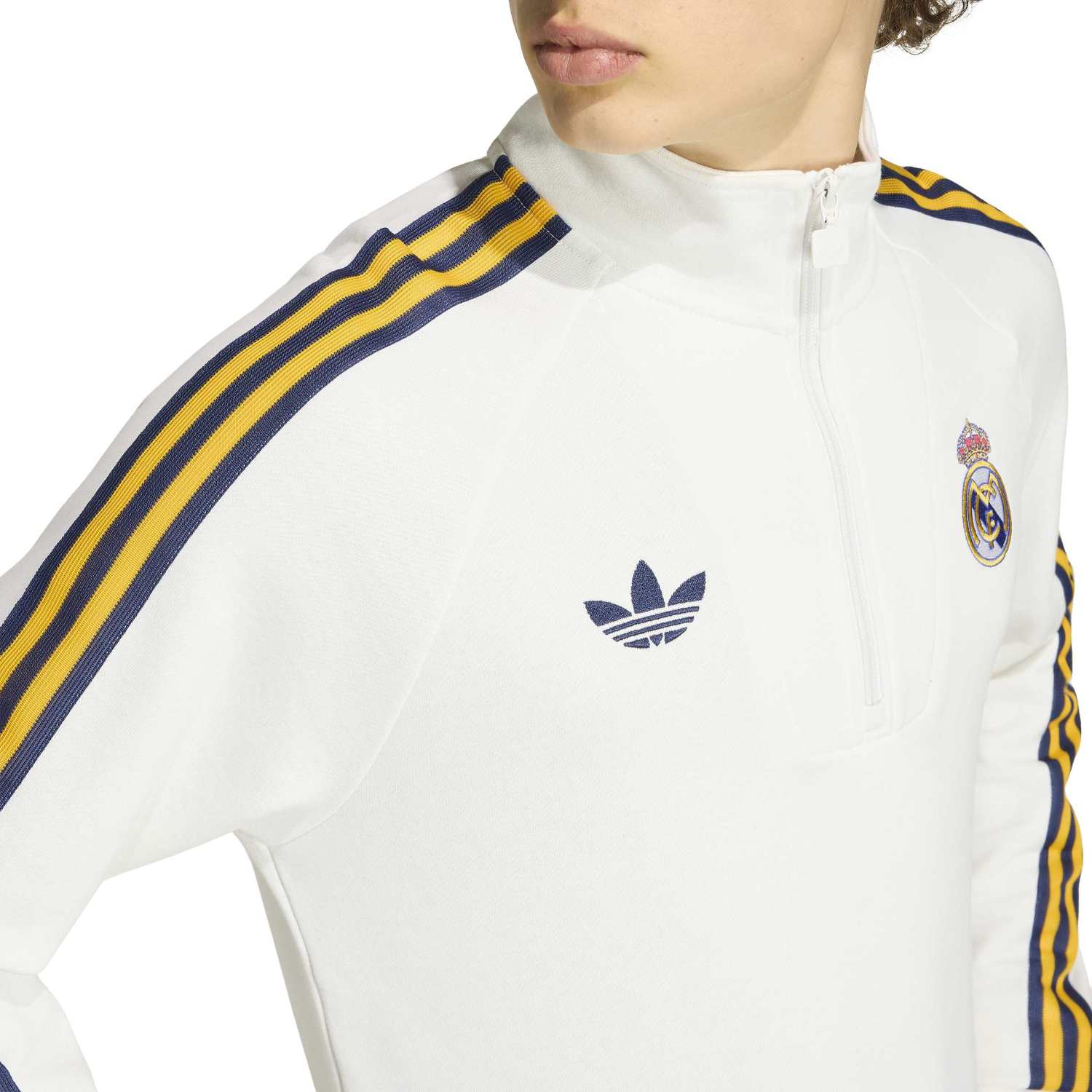 レアル・マドリード 長袖シャツ ホワイト メンズ ハーフジップスウェット adidas Originals 25/26 ホワイト