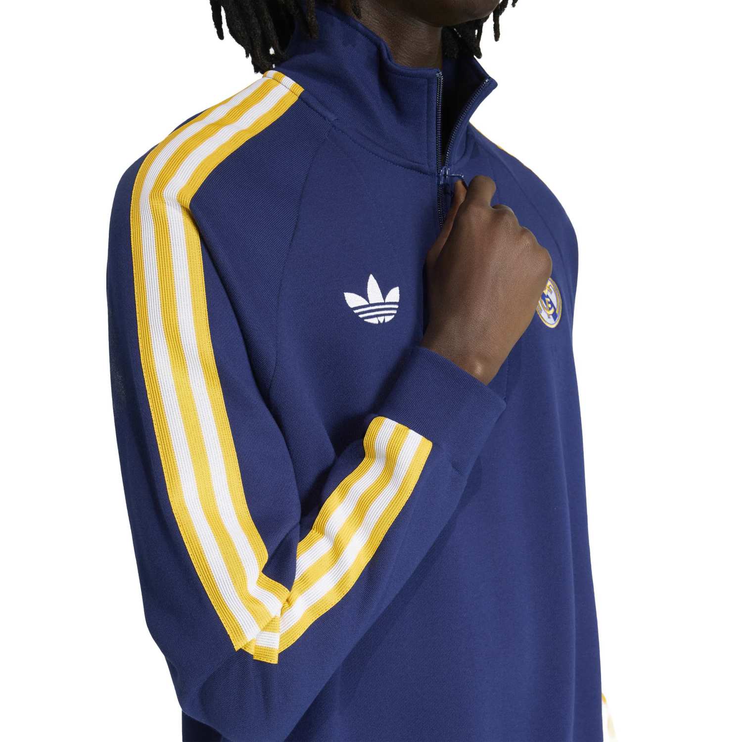 adidas レアルマドリード フリーススウェット 24/25 ハーフジップ メンズハーフジップスウェット adidas Originals 25/26 ネイビーブルー