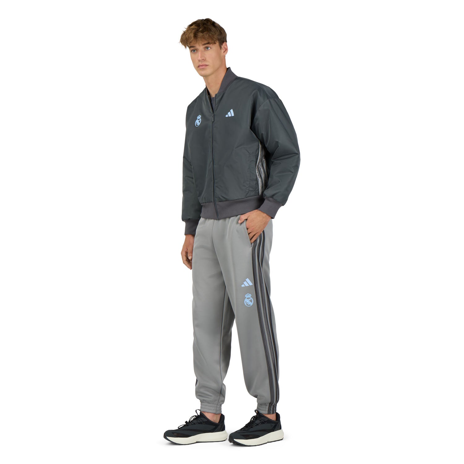 メンズ adidas Stadium ボンバージャケット グレー – レアル