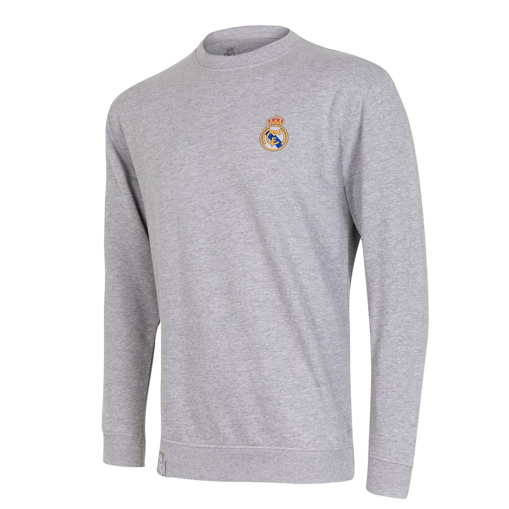 Mens Essentials Color Crest Crew Light Grey