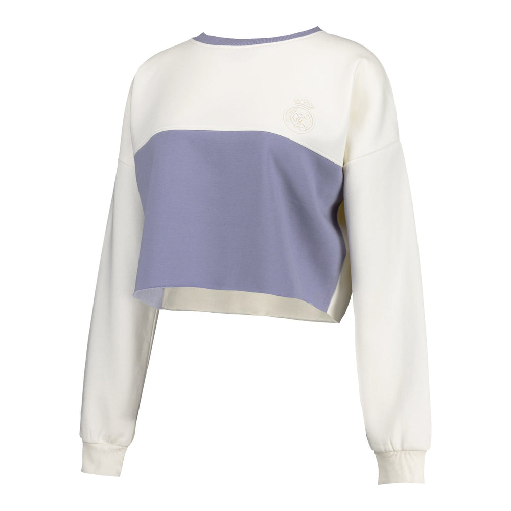 Womens Real Madrid Ladies Vintage Bone Cropped Panel Sweatshirt