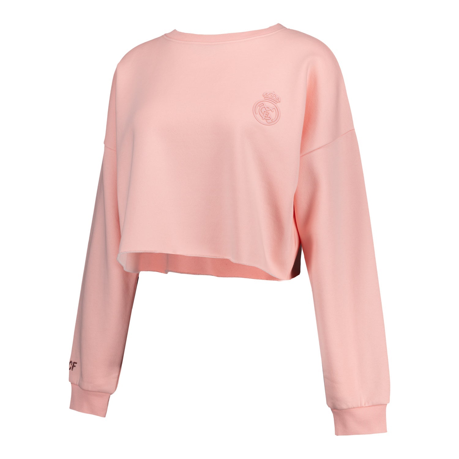 Womens Real Madrid Ladies Vintage Pink Cropped Sweatshirt