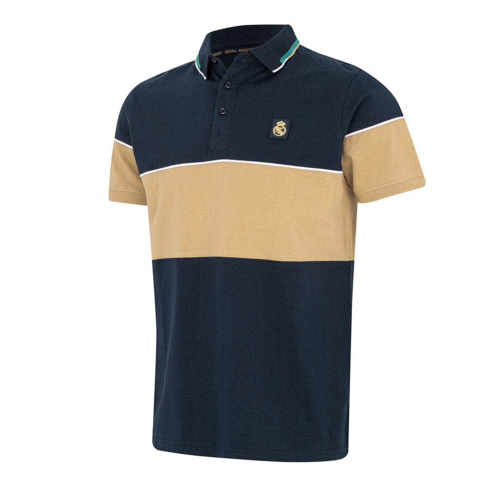 Mens Block Polo Navy/Sand