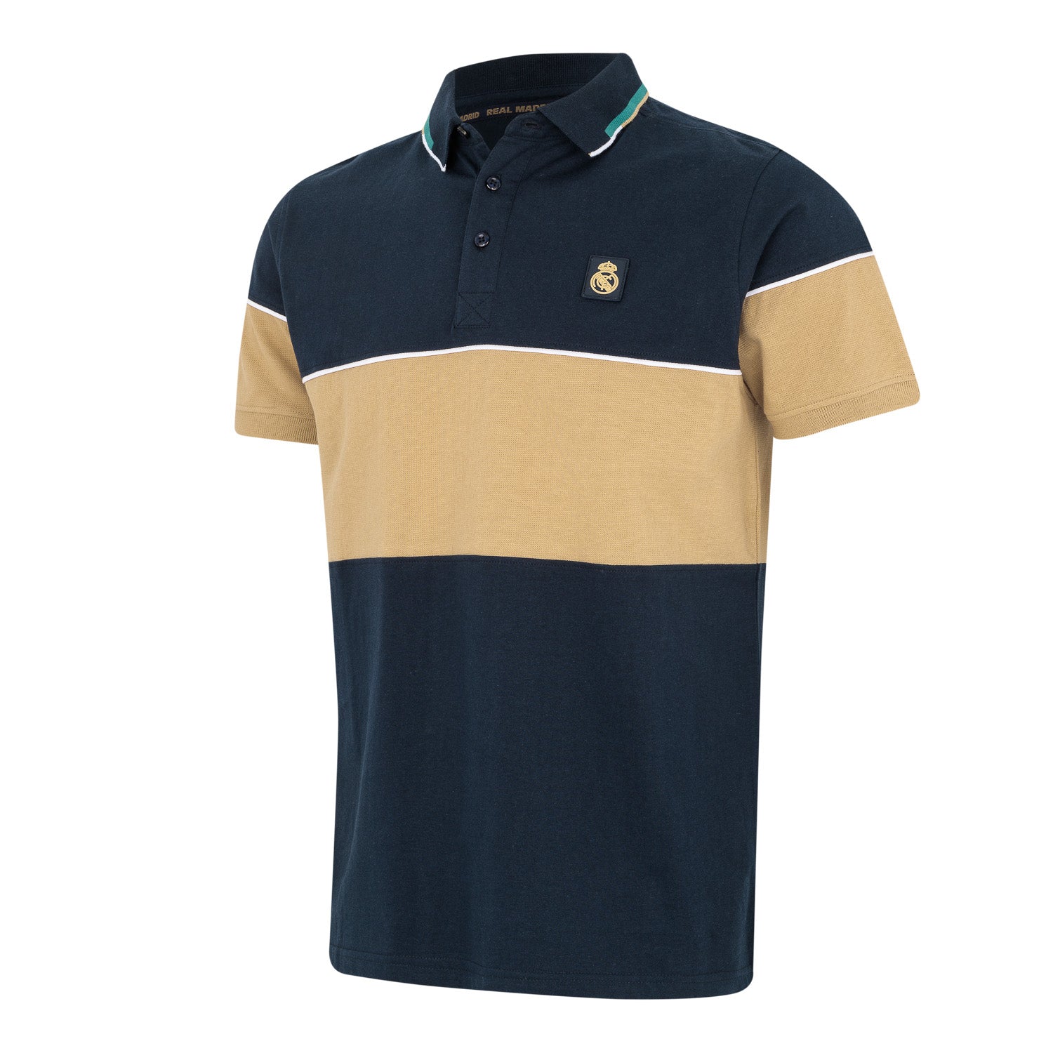 Mens Block Polo Navy/Sand