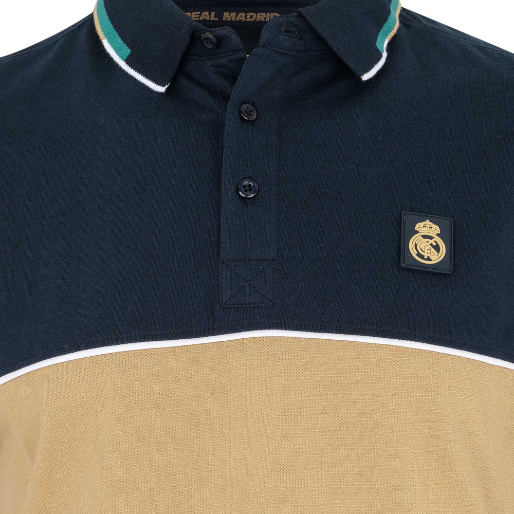 Mens Block Polo Navy/Sand