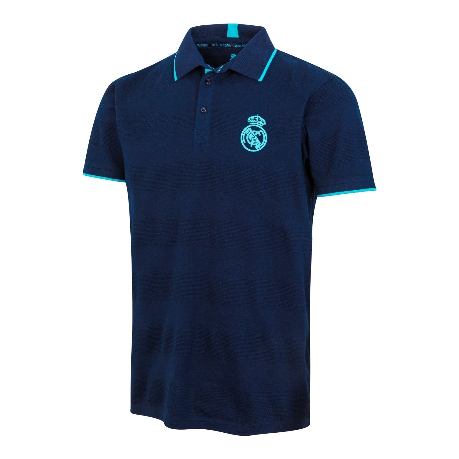 Madrid Sky Mens Textured Stripe Polo Navy