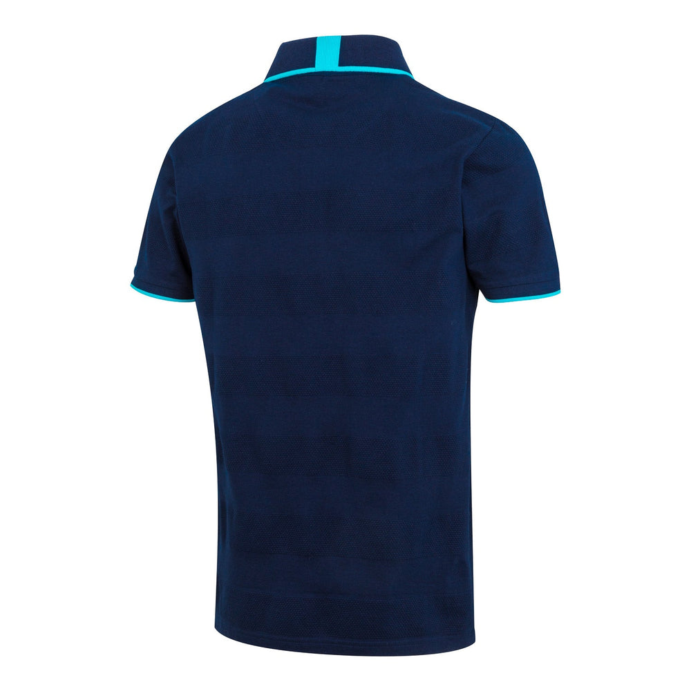 Madrid Sky Mens Textured Stripe Polo Navy