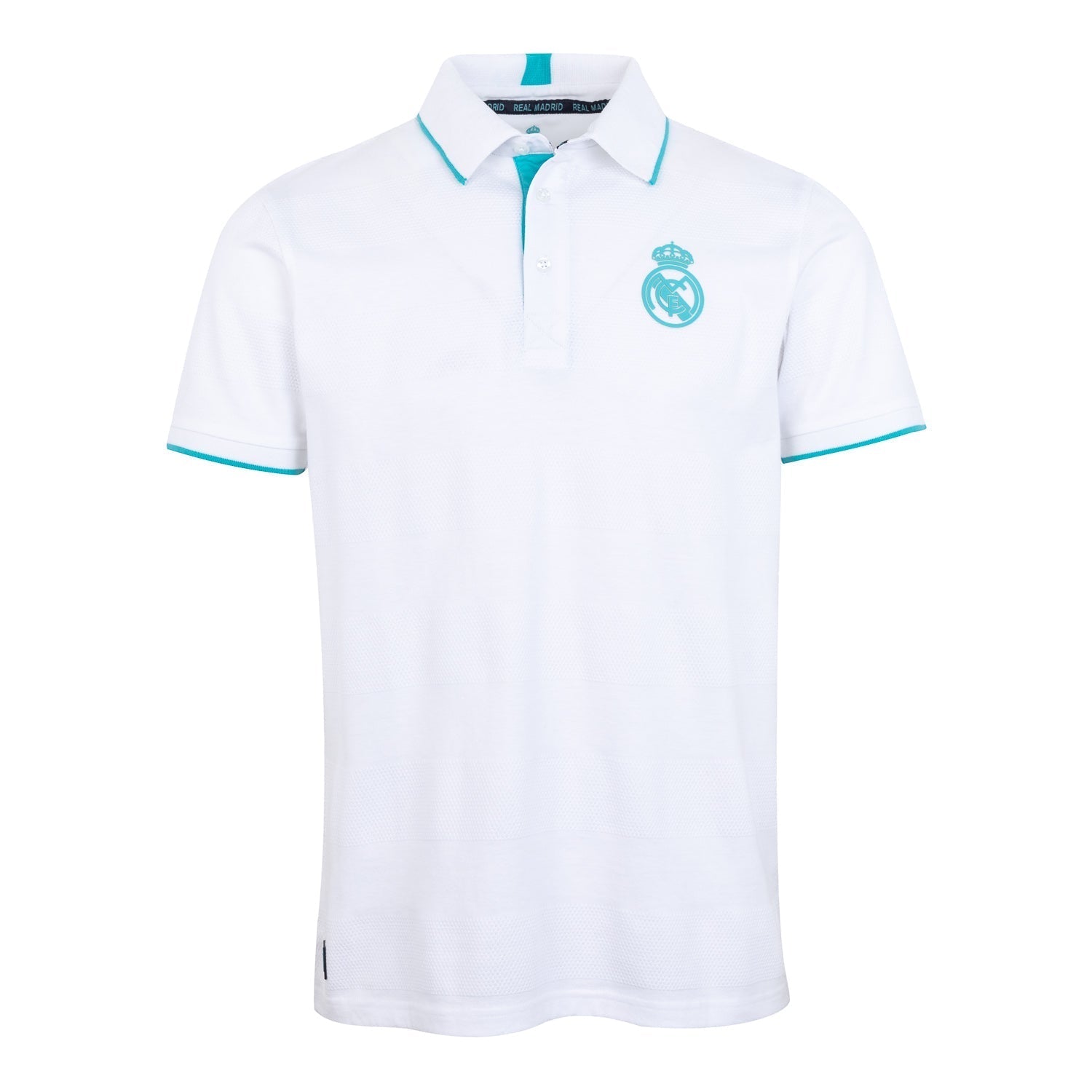 Madrid Sky Mens Textured Stripe Polo White