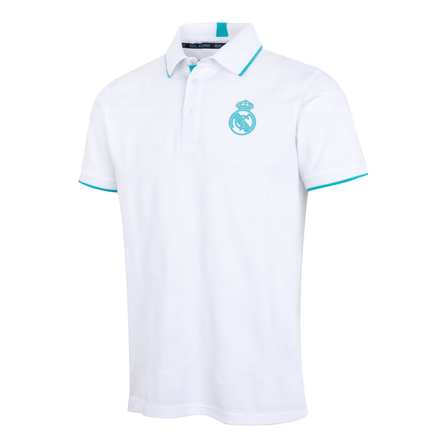 Madrid Sky Mens Textured Stripe Polo White