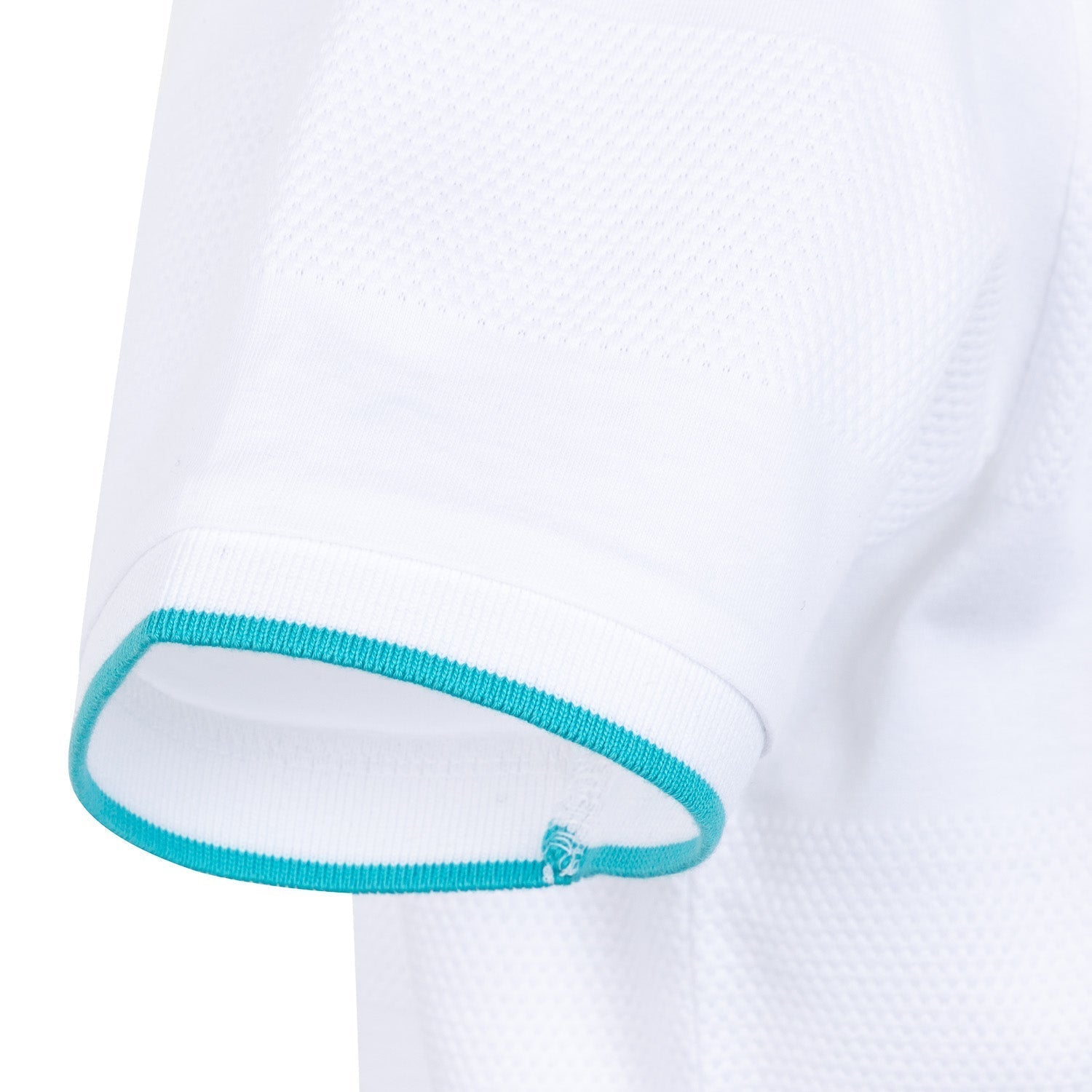 Madrid Sky Mens Textured Stripe Polo White