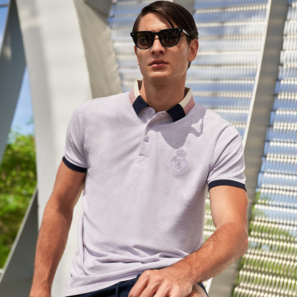 Sakura Mens Block Tipped Collar Polo Purple