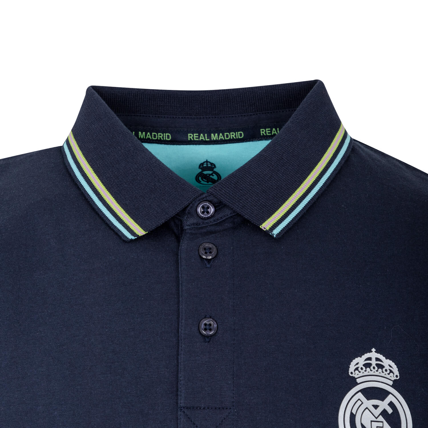 Bernabéu Neon Lights Mens Tipped Polo Shirt Navy