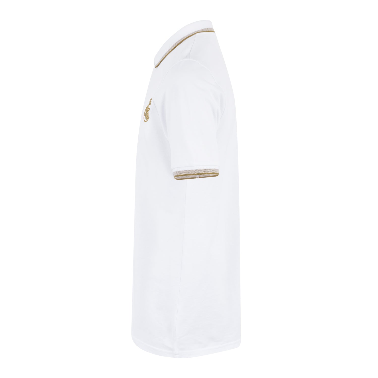 Mens White & Gold Polo