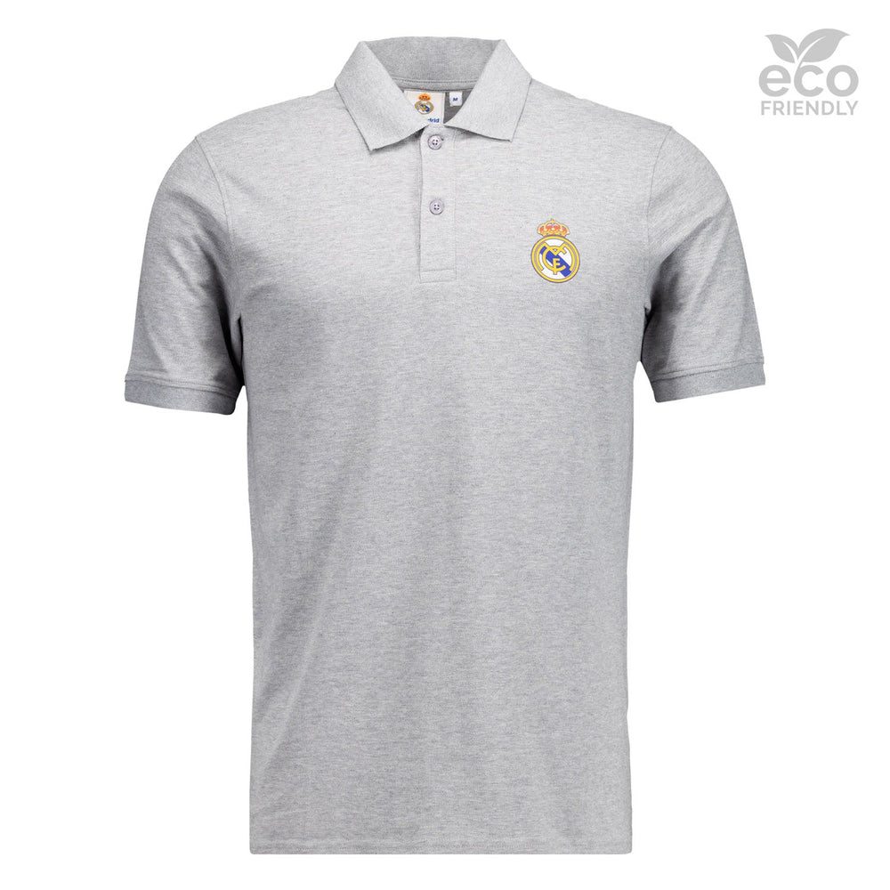 Mens ECO Essentials Real Madrid Color Crest Polo Light Grey
