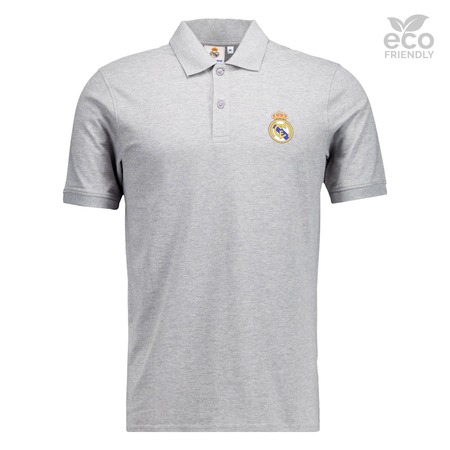 Mens ECO Essentials Real Madrid Color Crest Polo Light Grey