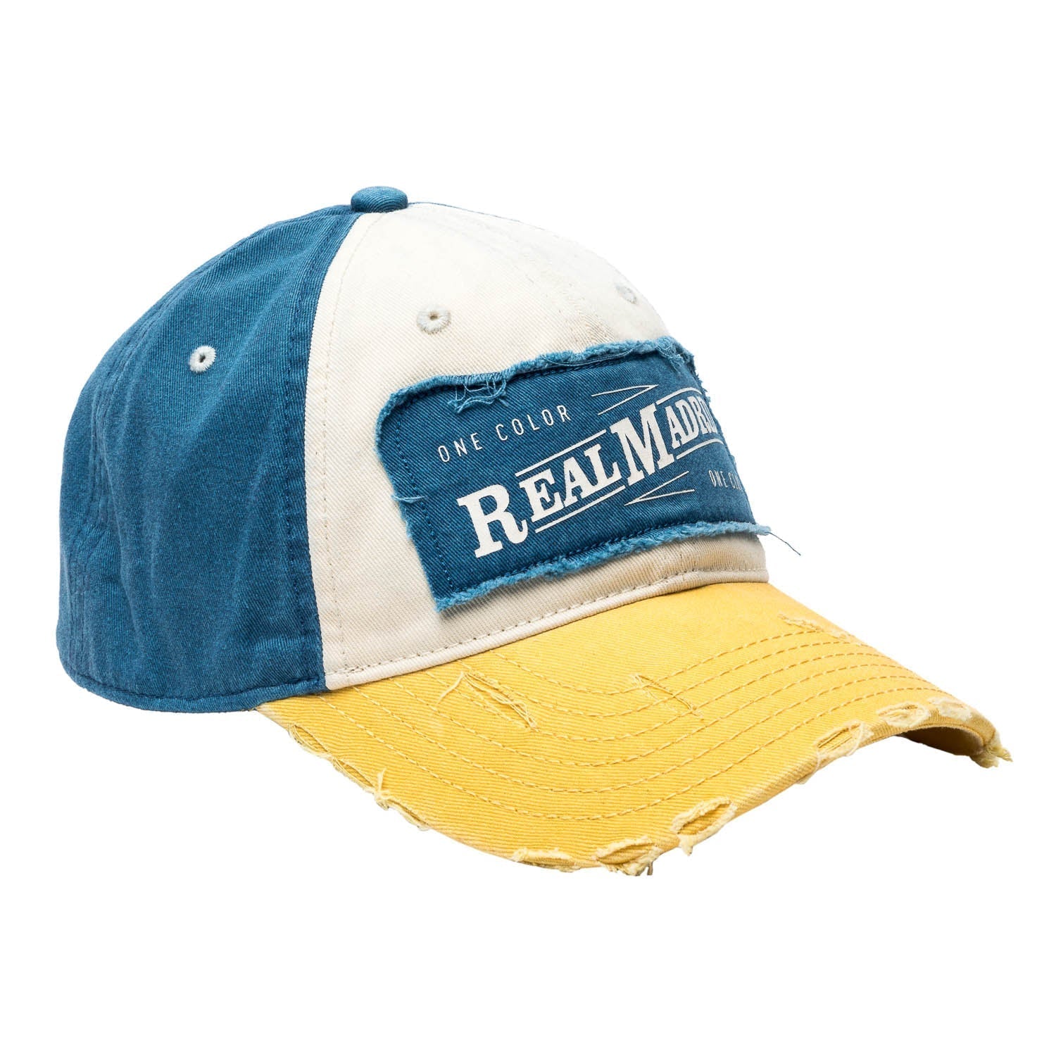 Square Text Worn-Out Cap White/Yellow