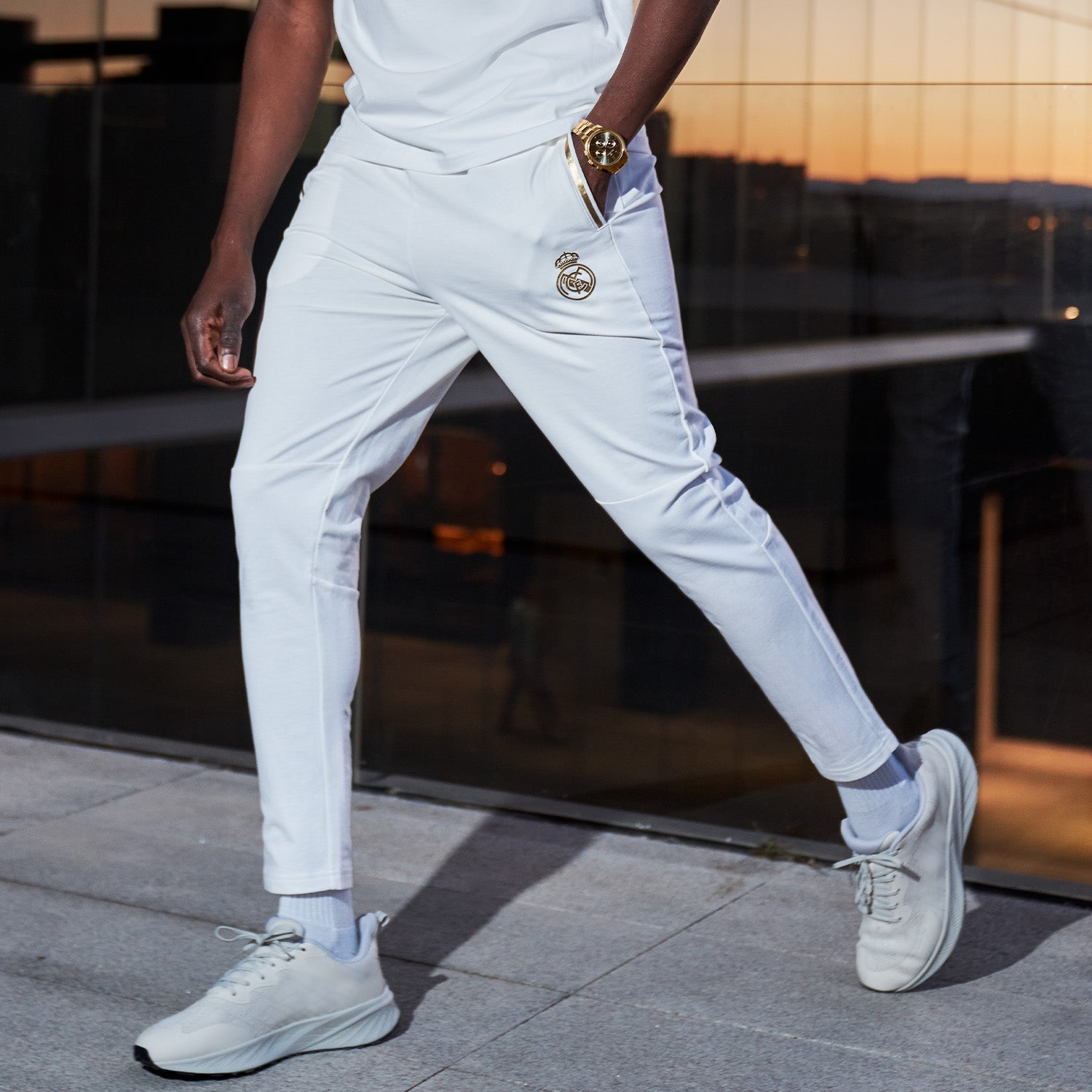 Mens White & Gold Trousers