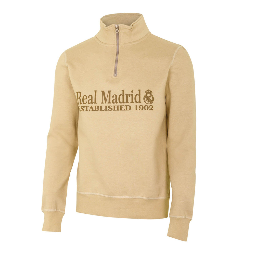 Mens 1/4 Zip Stablished Sweatshirt Beige