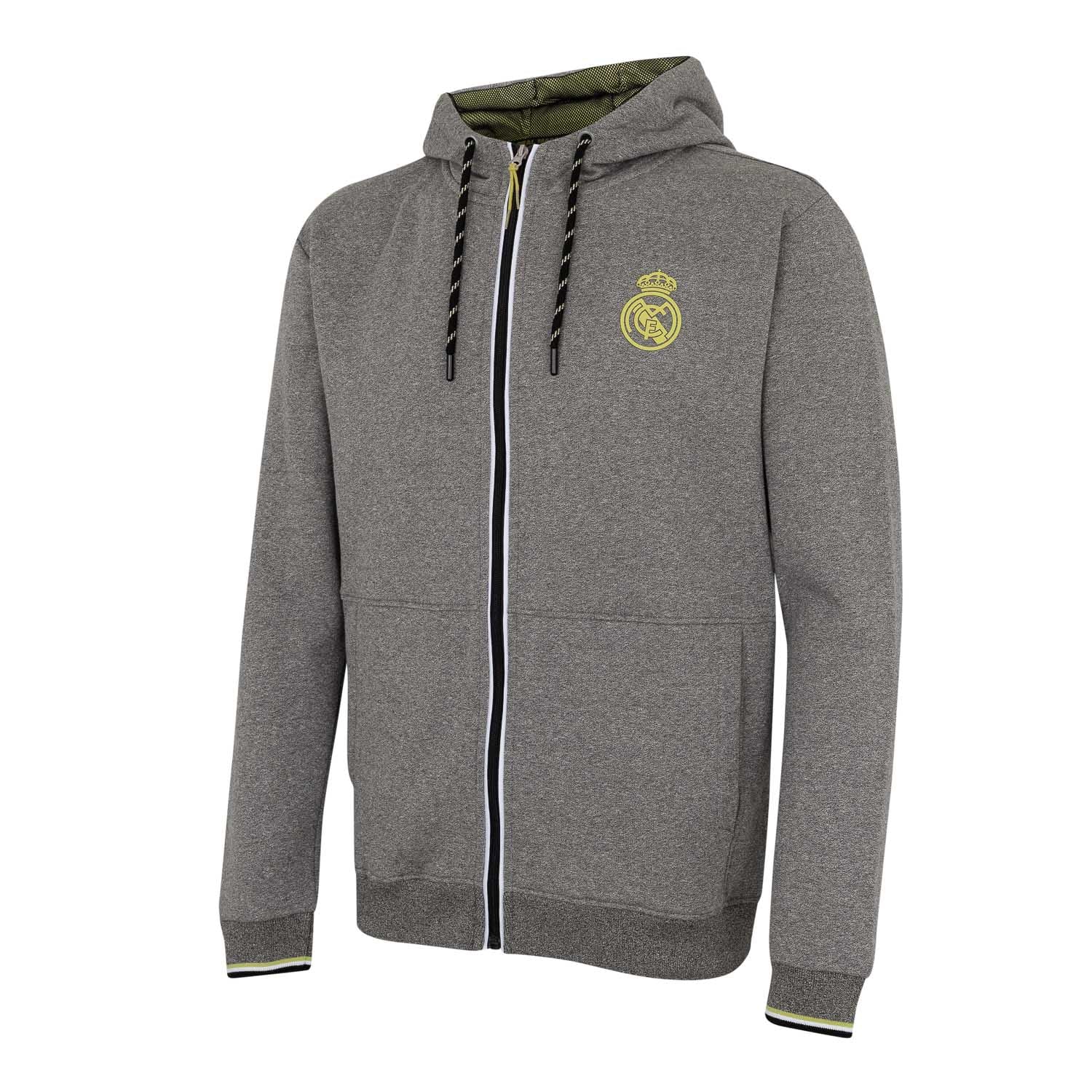 Mens Full Zip Hoody Grey/Lime