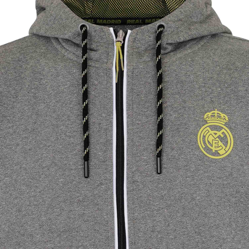 Mens Full Zip Hoody Grey/Lime