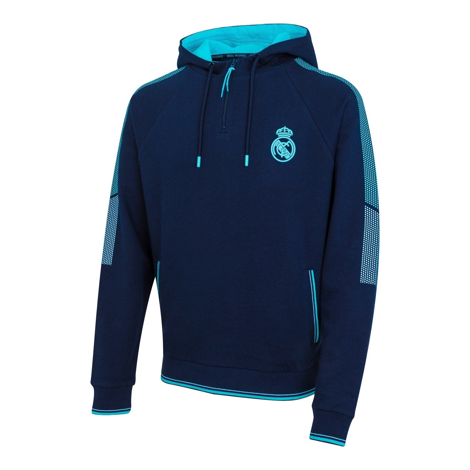 Madrid Sky Mens Panel Sleeve Zip Hoodie Navy