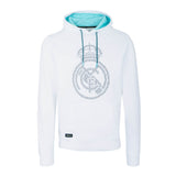 Męska Bluza z Kapturem Bernabéu Neon Lights Chest z Nadrukiem Herbu Oth Biała