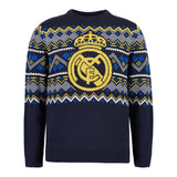 Mens Christmas Jumper Real Madrid Crest Navy
