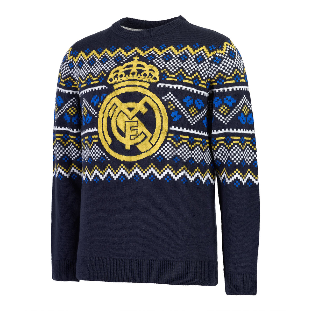 Mens Christmas Jumper Real Madrid Crest Navy