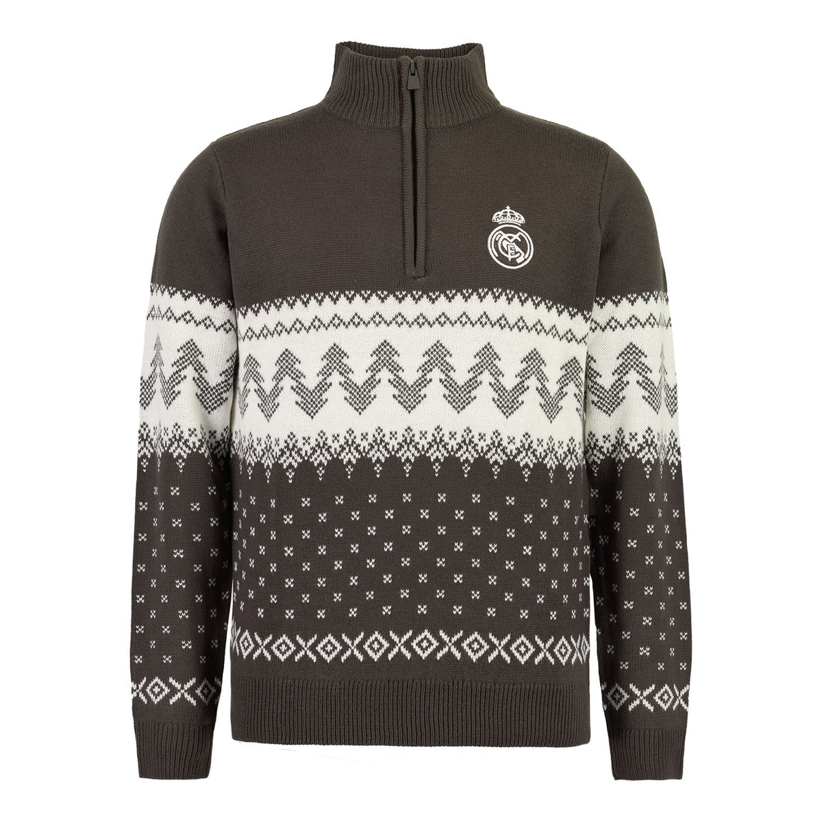 Mens Half-Zip Christmas Jumper Grey