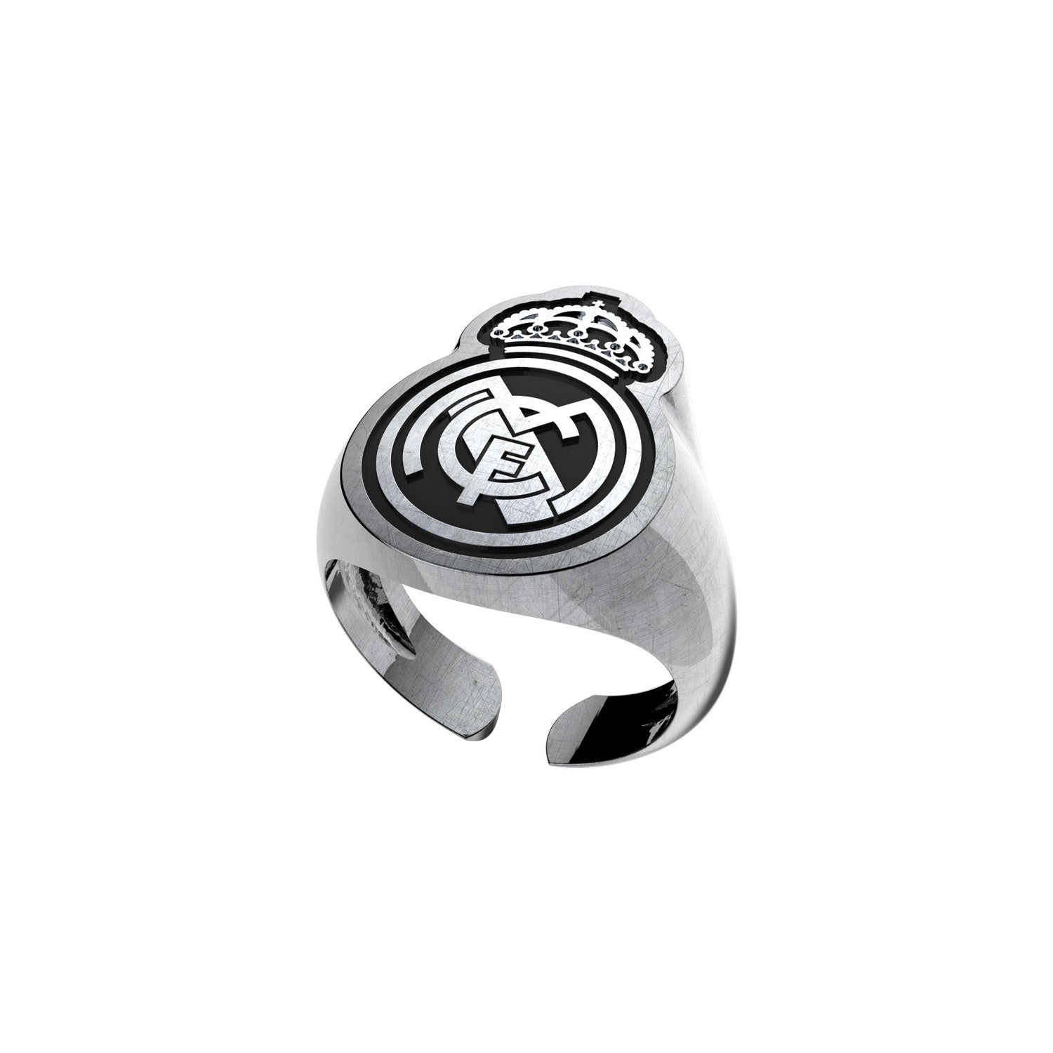 Crest Ring Black Enamel Silver