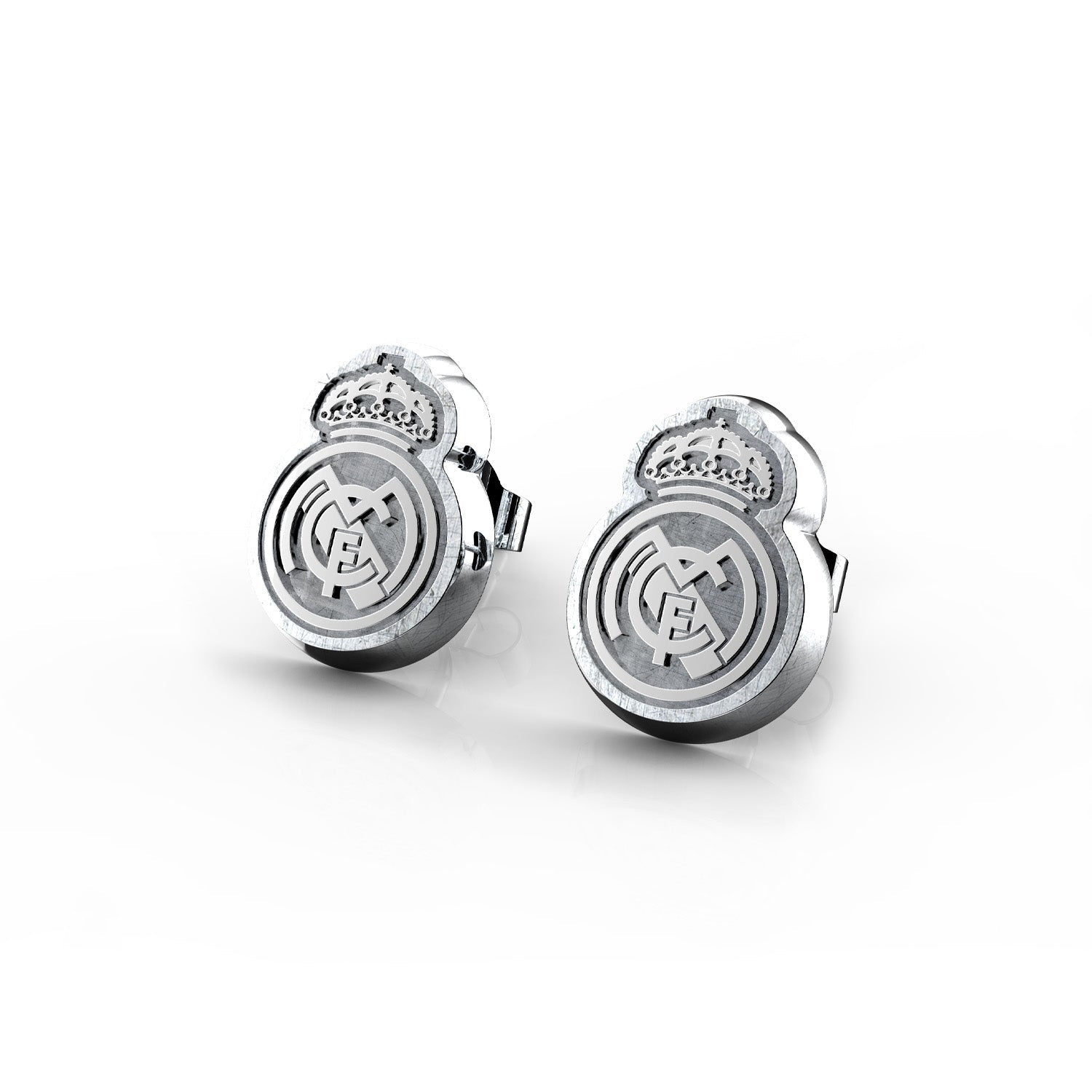 Crest Stud Earrings Silver