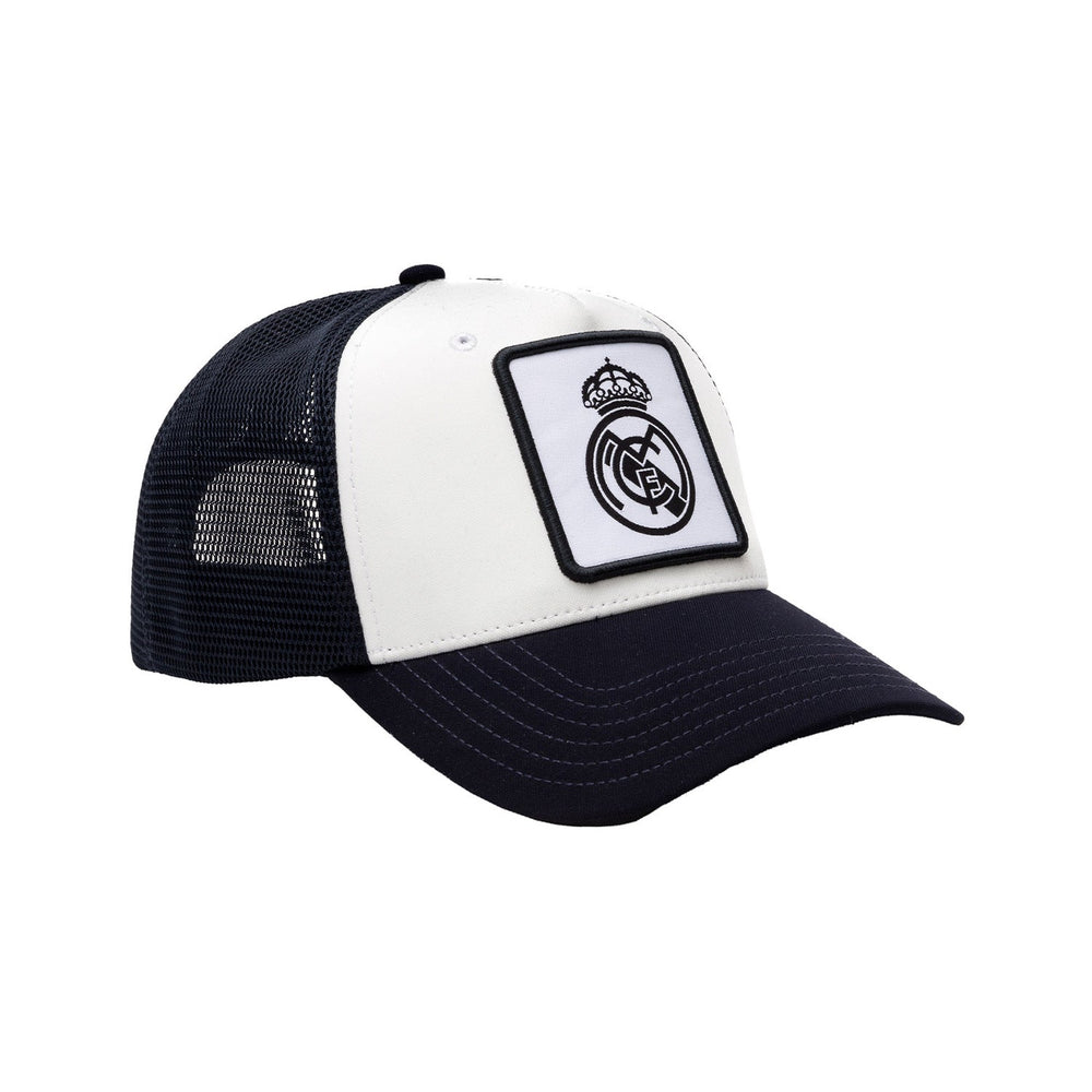 Kids Square Crest Trucker Cap White/Navy