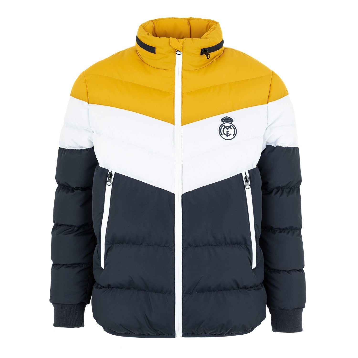 Kids Outerwear Color Block V Shaped Puffer Jacket Navy