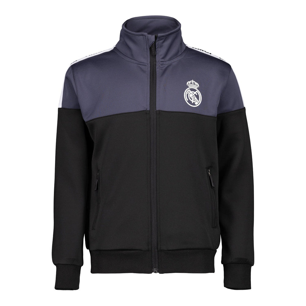 Real Madrid Kids Tracksuit Black/Grey/White