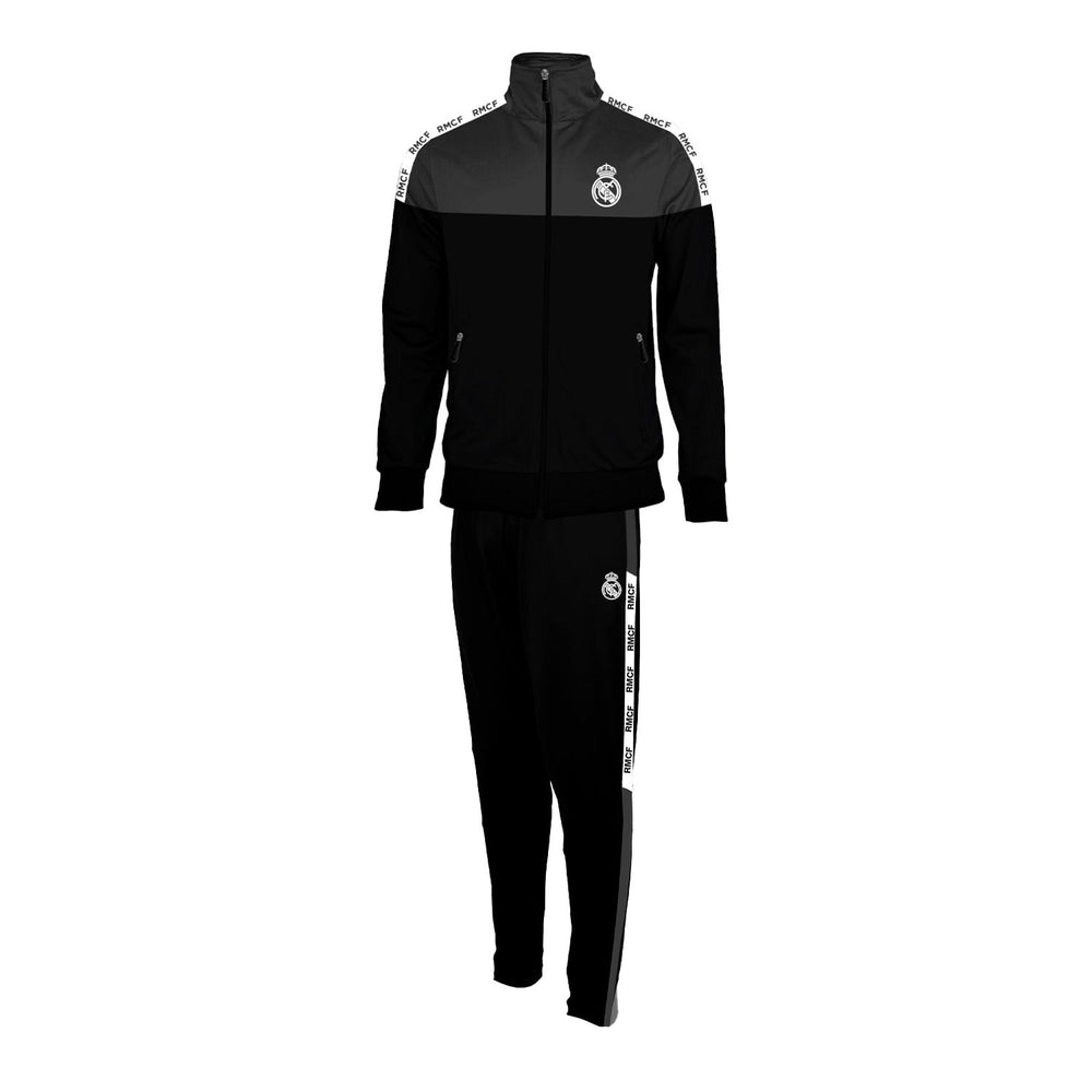 Real Madrid Kids Tracksuit Black/Grey/White