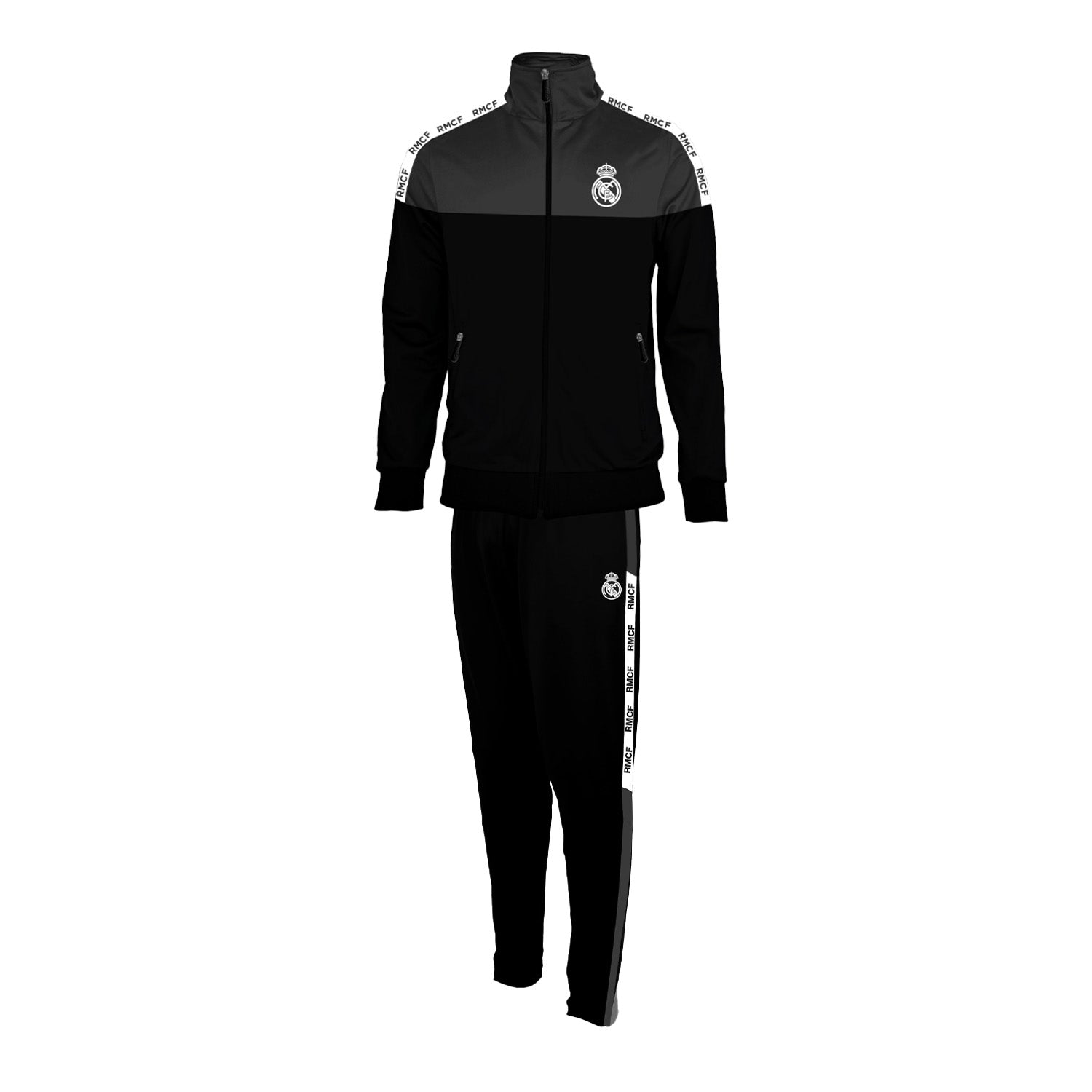 Real Madrid Kids Tracksuit Black/Grey/White