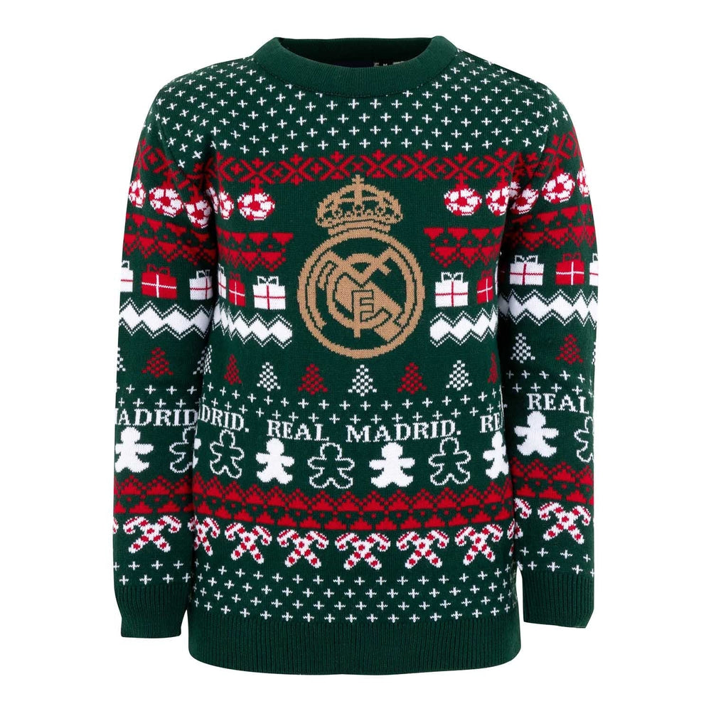 Kids Christmas Sweater Crest Green/Multicolor