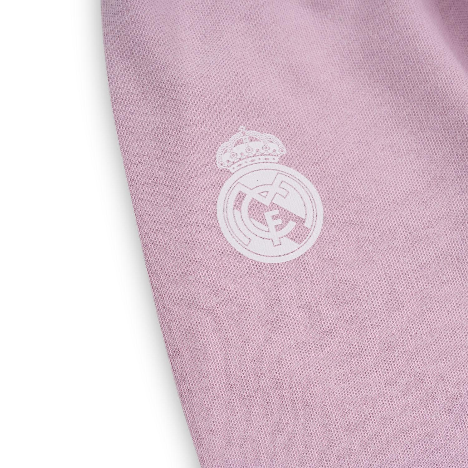 Set Gorro, Camiseta, Polainas, Babero y Manoplas Bebé Rosa Real Madrid
