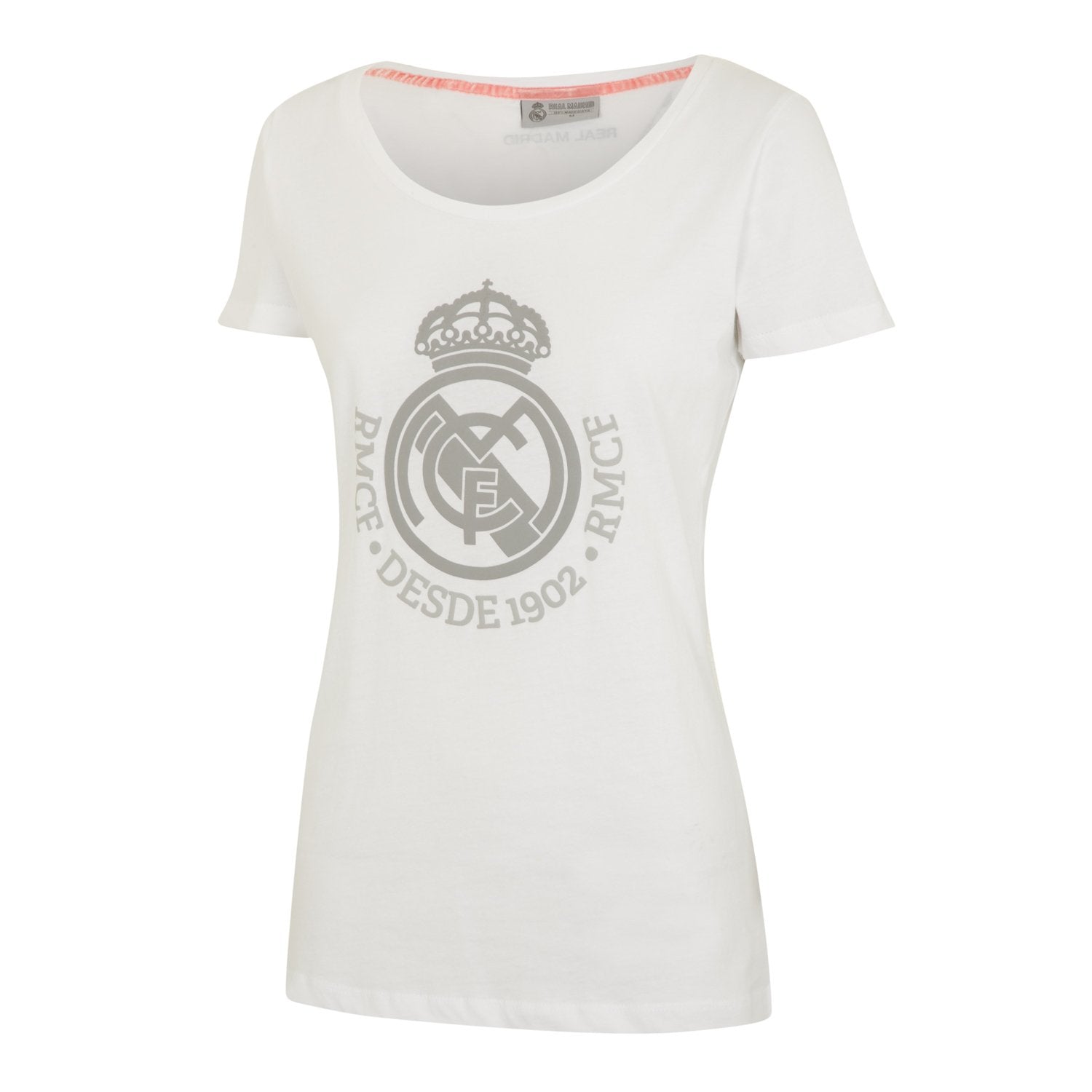 Real Madrid Womens Crest T-Shirt White/Grey
