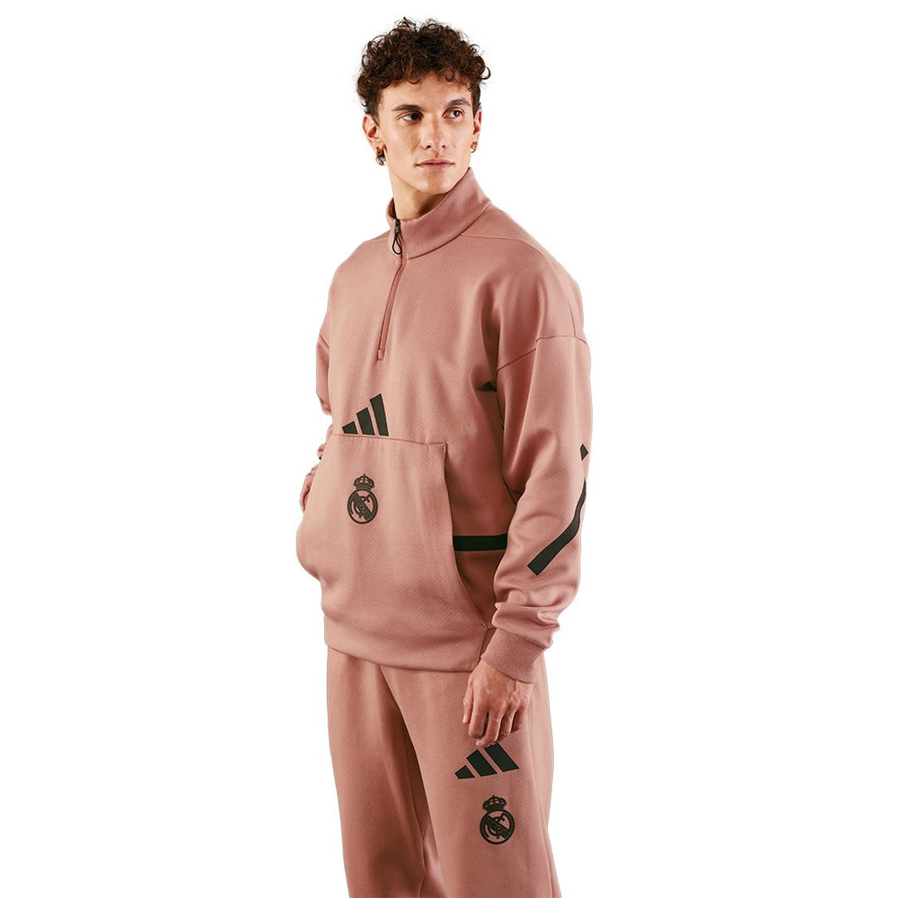 Mens adidas Real Urban Half Zip Hoodie Brown