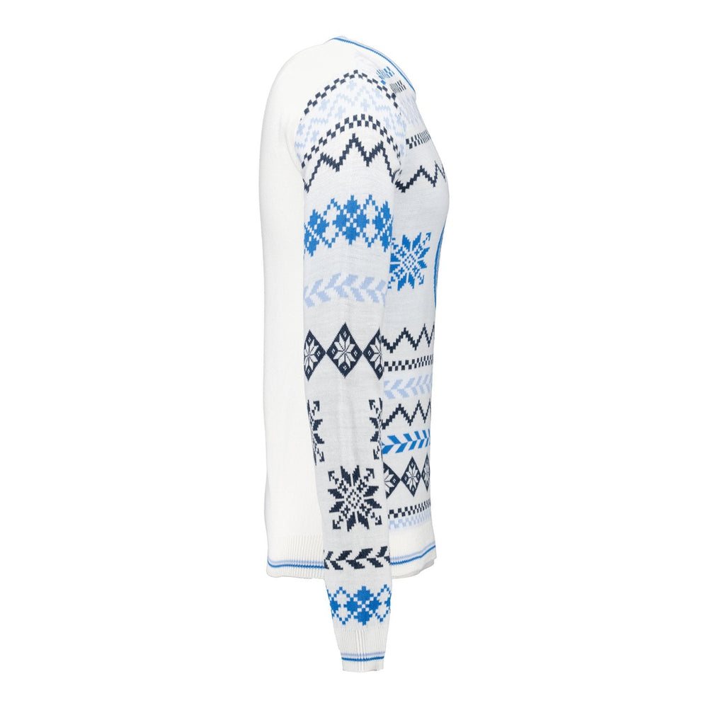 Mens Christmas Sweater Crest Ice White