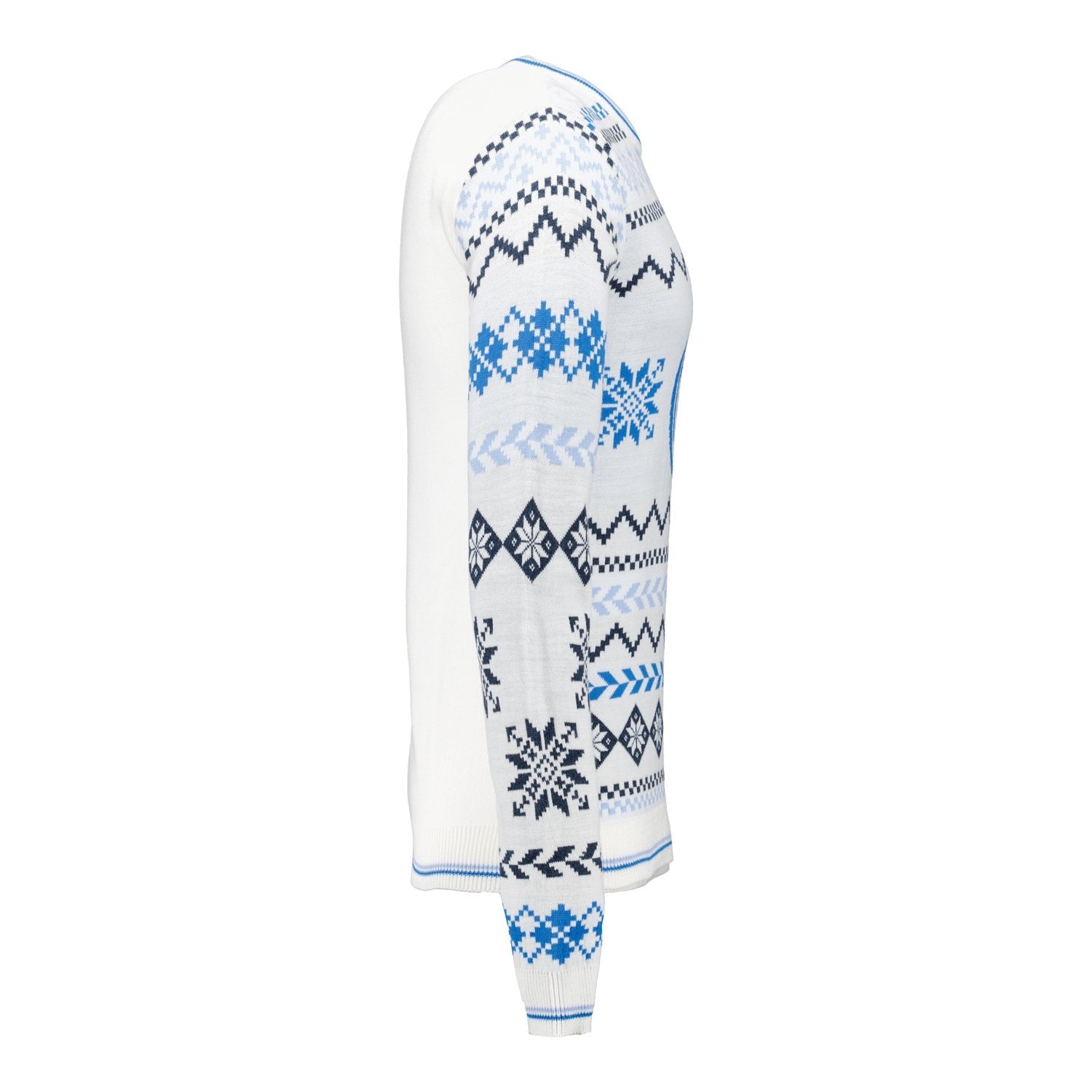 Mens Christmas Sweater Crest Ice White