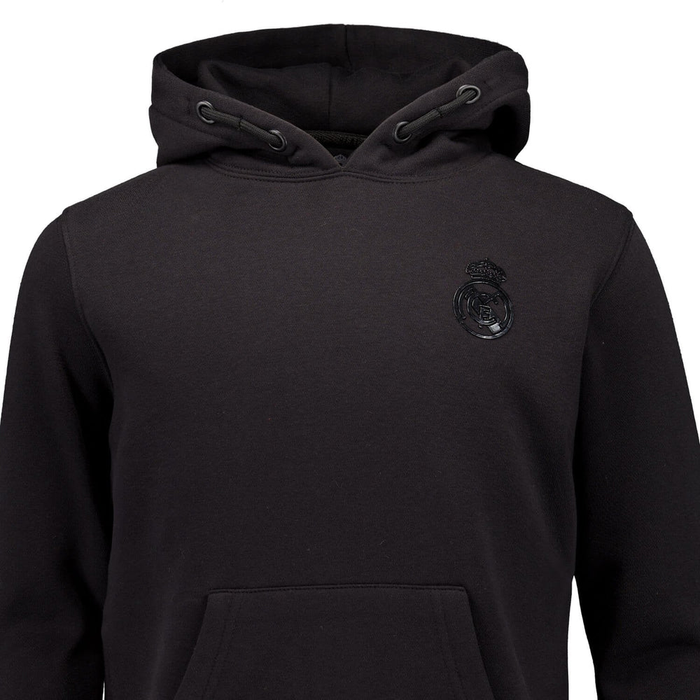 Kids Blackout Hoodie Backprint Black Real Madrid