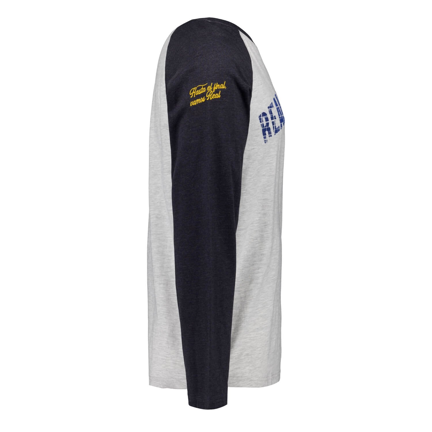 Mens Long Sleeve Printed Baseball T-Shirt Grey Real Madrid