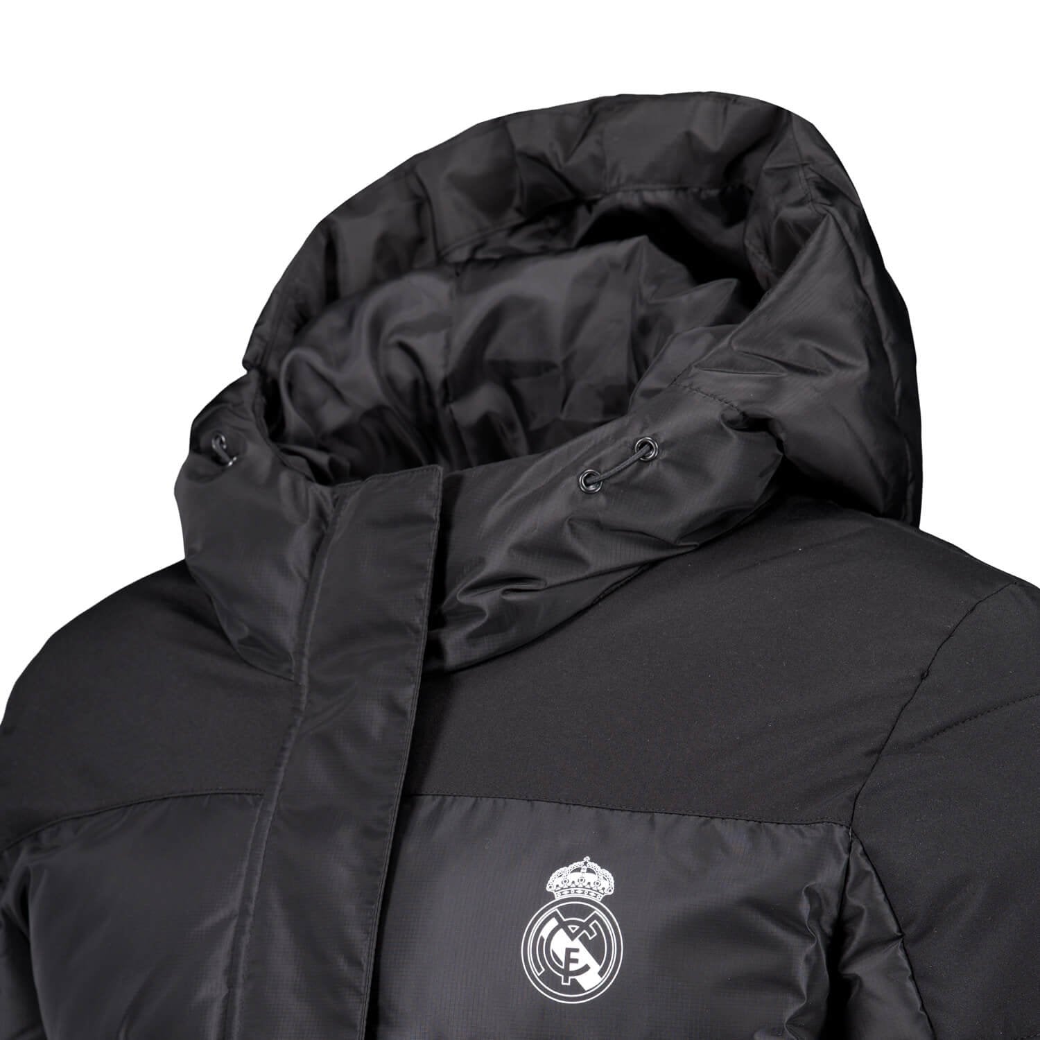 Womens Outerwear Color Padded Hooded Jacket Black Real Madrid
