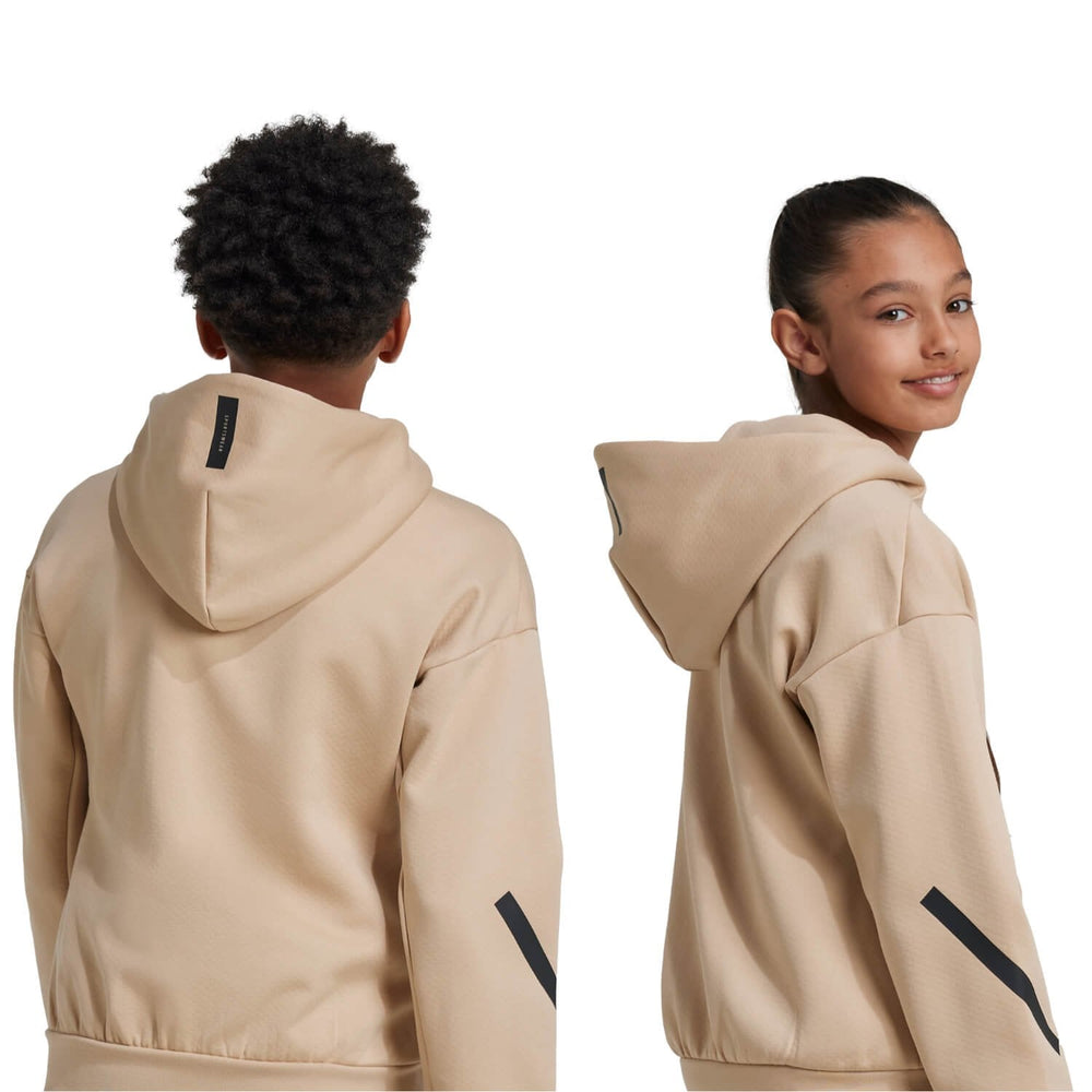 Kids adidas Real Urban Full Zip Hoodie Cream/ Black