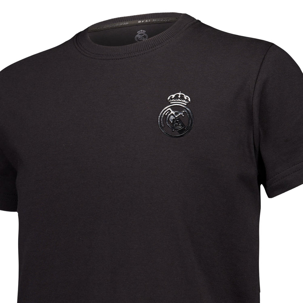 Kids Blackout T-Shirt Globe Backprint Black Real Madrid