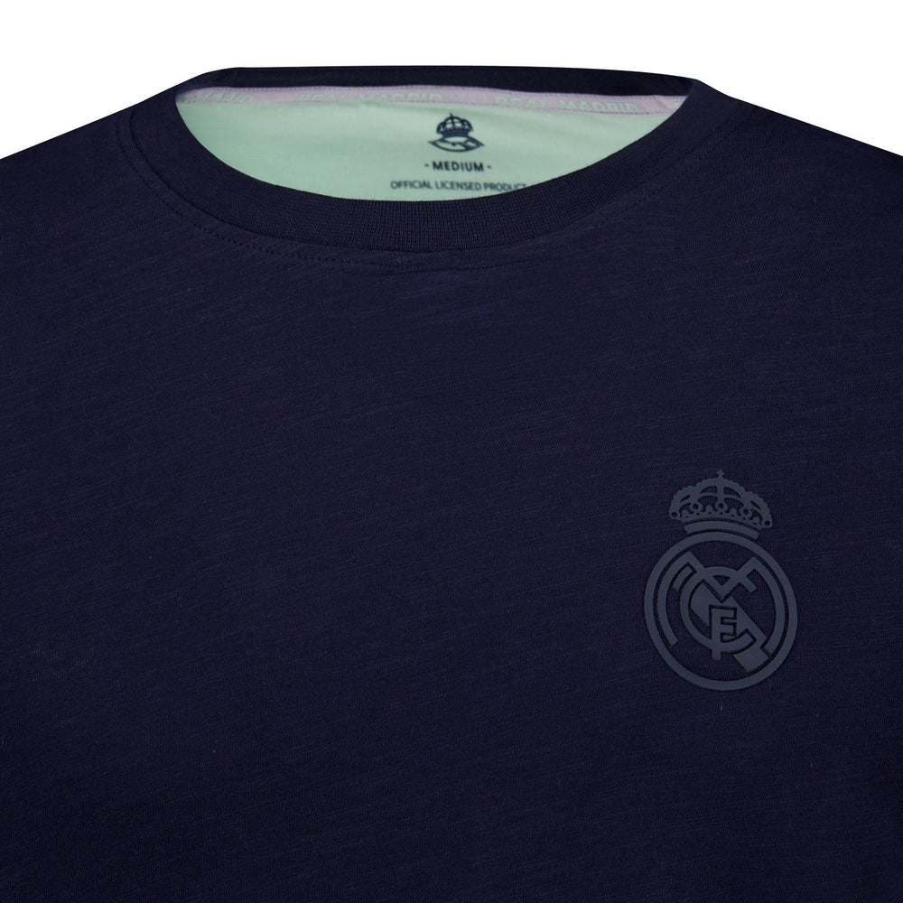 Mens Pastel Cotton Slub T-Shirt Navy Real Madrid